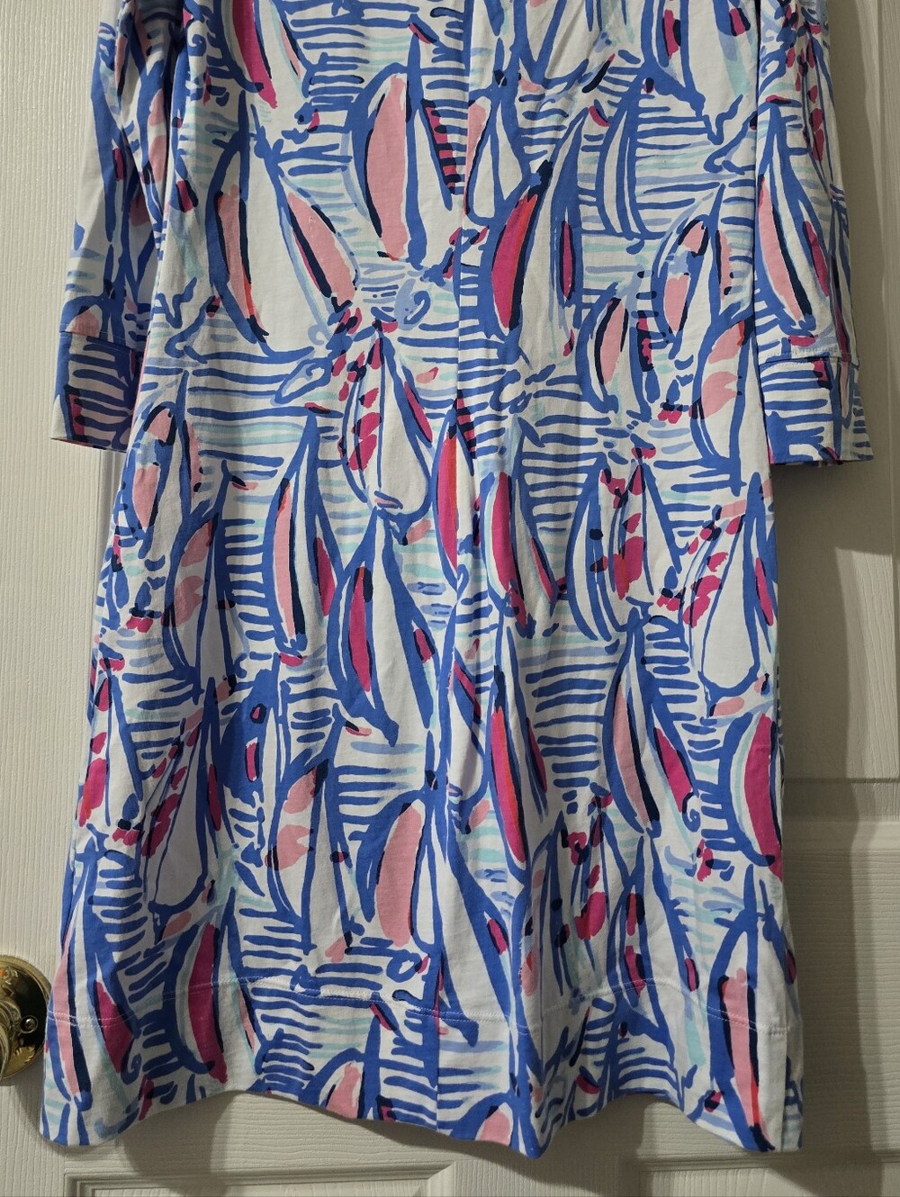 Lilly Pulitzer | The Marlowe Sailboat Print Pima Cotton Boatneck Nautical Dress. - Picture 8 of 13